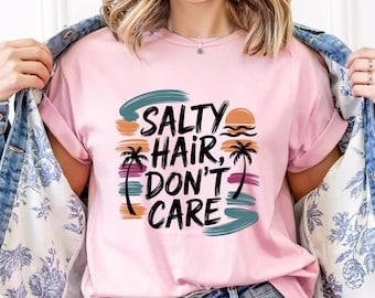 Les cheveux salés s'en moquent PNG, conception de T-shirt vie à la plage, téléchargement numérique de vacances d'été, citation sur l'océan, graphique tropical, été plage salé
