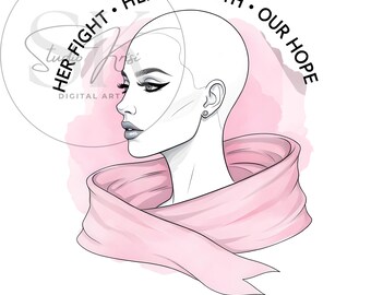 Her Fight Her Strength Our Hope PNG | Bald Woman Cancer Awareness Sublimation | Pink Ribbon Survivor Gift | Digital T-Shirt Design Download