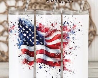 American Flag Tumbler Wrap, 4th of July, 20 oz Skinny Tumbler Sublimation Design Digital Download PNG Instant DIGITAL ONLY, Seamless Design