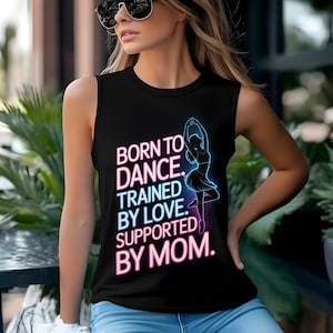 Born to Dance PNG, Ballerina Sublimation Design, Dance Mom Gift, Digital Download for T-Shirts, Ballet Lover Instant Download Print on Black