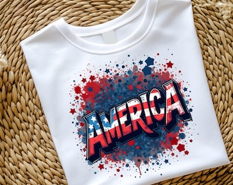 America Grunge Flag PNG | Patriotic Paint Splatter | Red White Blue Stars | Fourth of July Sublimation Design | Independence Day | USA Pride