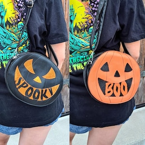 Jack-O-Lantern Purse, Spooky Purse, Halloween Crossbody Purse, Gothic Cute, Crossbody Bag, Pumpkin Purse, Spooky Style, Double Sided Bag