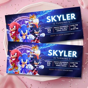 Faire-part d'anniversaire modifiable Sonic | de Invitation à une fête du hérisson à imprimer | Invitation garçon et fille | Invitation Téléchargement instantané