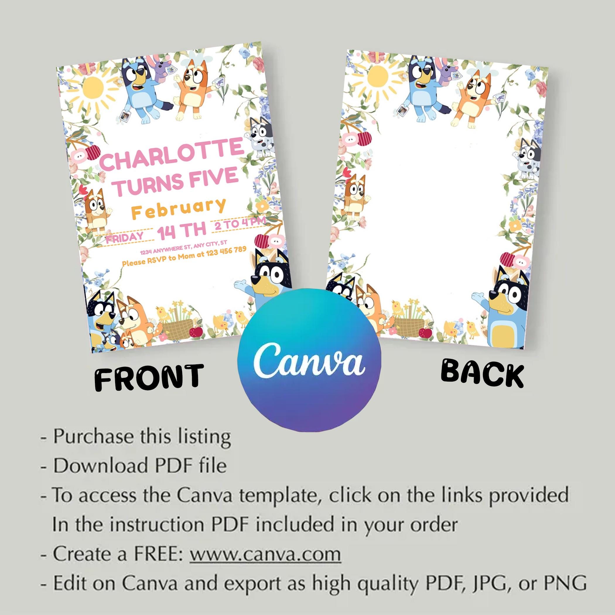 Digital Bluey Invite Template