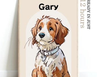 Custom Pet Cartoon Portrait, Custom Pet Character Art, Pet Lover Gift Idea, Unique Pet Illustration Gift, Wall Art Dog