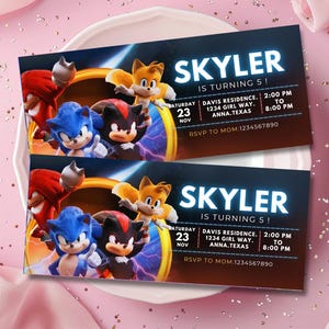 Faire-part d'anniversaire modifiable Sonic | de Invitation à une fête du hérisson à imprimer | Invitation garçon et fille | Invitation Téléchargement instantané