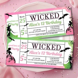 Wicked Geburtstag Editierbare Geburtstagseinladungsvorlage, Wicked gute Geburtstagsfeier, Pink Grün Teenager Erwachsene Party einladen, digitaler Download