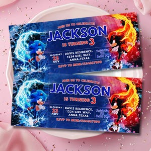 Faire-part d'anniversaire modifiable Sonic | de Invitation à une fête du hérisson à imprimer | Invitation garçon et fille | Invitation Téléchargement instantané