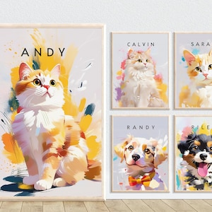 Benutzerdefinierte Haustier Illustration, Haustier Illustration, Geschenk für Katzenliebhaber, individuelles Haustier Charakter, Geschenk für Hundeliebhaber, individuelles Haustier