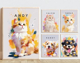 Custom Pet Cartoon Portrait, Custom Pet Character Art, Pet Lover Gift Idea, Unique Pet Illustration Gift, Wall Art Dog