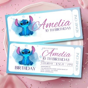 Editable Stitch Birthday Invitation Template, Printable Birthday Party Invitations, Digital Kids Party Invite Boys & Girls Baby Card Evite