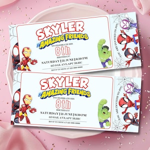 Superhero Birthday Invite,Watercolor Spidey and his Amazing Friends Birthday Party Invitation, Editable Template, Mobile Invite, Printable