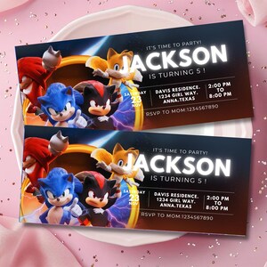 Faire-part d'anniversaire modifiable Sonic | de Invitation à une fête du hérisson à imprimer | Invitation garçon et fille | Invitation Téléchargement instantané