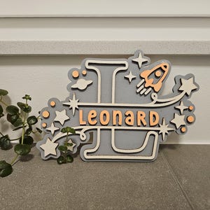 Placa con nombre personalizada, habitación de los niños, letras de madera 3D, luminosa, brilla en la oscuridad, cartel de puerta regalo bautismo nacimiento
