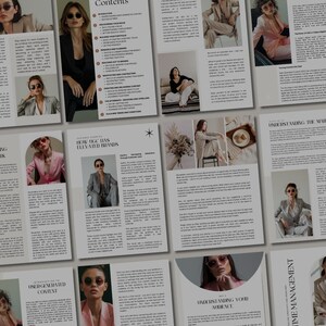 May include: A collection of pages from a digital marketing guide with the title "How UGC Has Elevated Brands". The pages feature text and images of women wearing stylish clothing and accessories.
