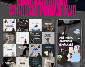 Viral Aesthetic Carousel Blue Templates for Instagram (Vol 2) | Editable Social Media Posts | Master Resell Rights + Private Label Rights