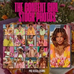 The Content Girl Stock Photos | Feminine Creator Flatlays | Social Media Brand Aesthetic for Influencers & Coaches | MRR + PLR Photos