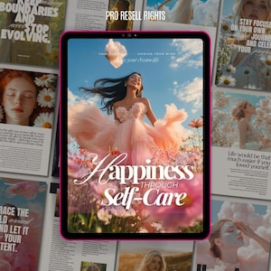 Happiness Through Self-Care | Guided Journal for Mental Wellness and Daily Self-Love  | Master Resell Rights + Private Label Rights