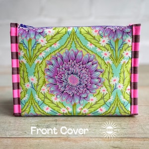 Tula Pink Untamed Daisy SMALL Booklet Pouch - Handmade Project Bag - Sewing Storage - Clear Vinyl Pockets - Thread Organizer