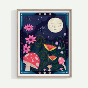 Moon Art Print Moon Wall Décor Kids Wall Art Kids Art Prints Poster for Kids Nursery Art Whimsical Art Colorful Wall Art Eclectic Wall Art