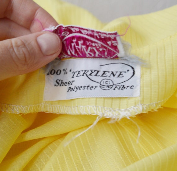 50s 60s Mary of Sweden pastel yellow semi sheer f… - image 9