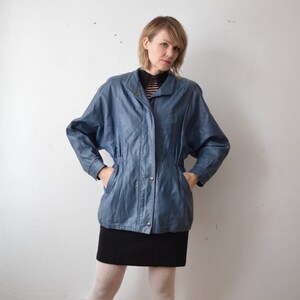 80s slouch distressed blue leather jacket - M image 3