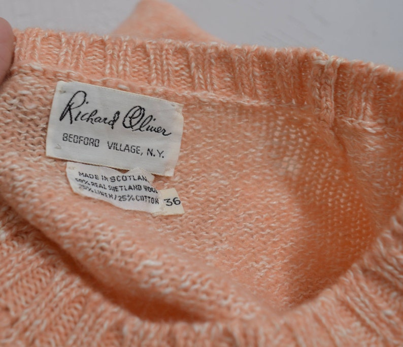 70s 80s peach pink Shetland wool blend sweater small image 9