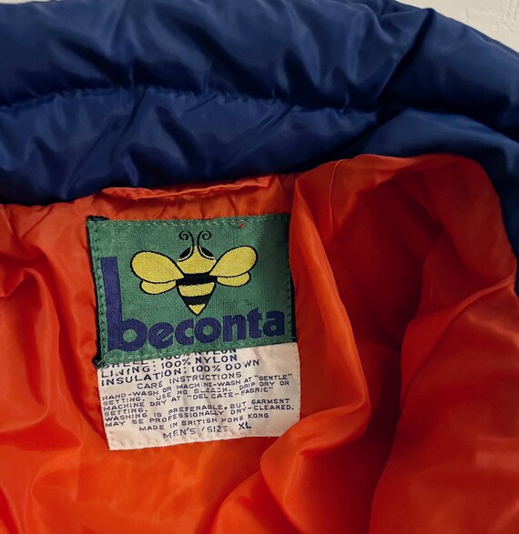 70s Beconta Colorful Down Puffer Jacket. Men's Athletic Winter