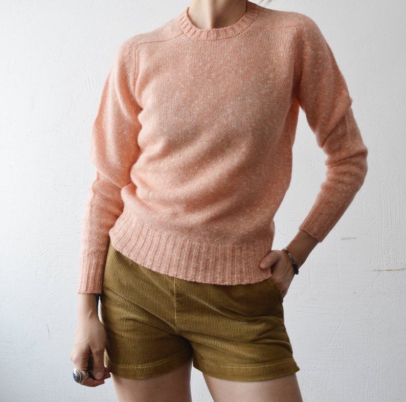 70s 80s peach pink Shetland wool blend sweater small image 4