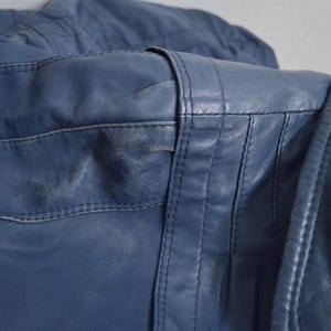 80s slouch distressed blue leather jacket - M image 12