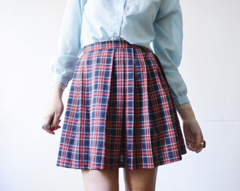 Minifalda punk de colegiala, plisada, de cintura alta y cuadros, de los años 80 (talla pequeña)
