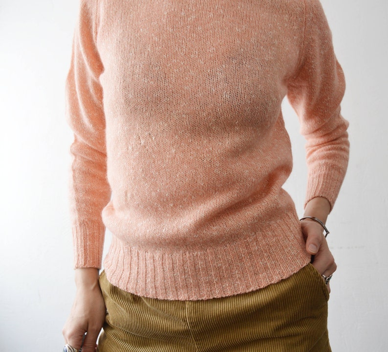 70s 80s peach pink Shetland wool blend sweater small image 5