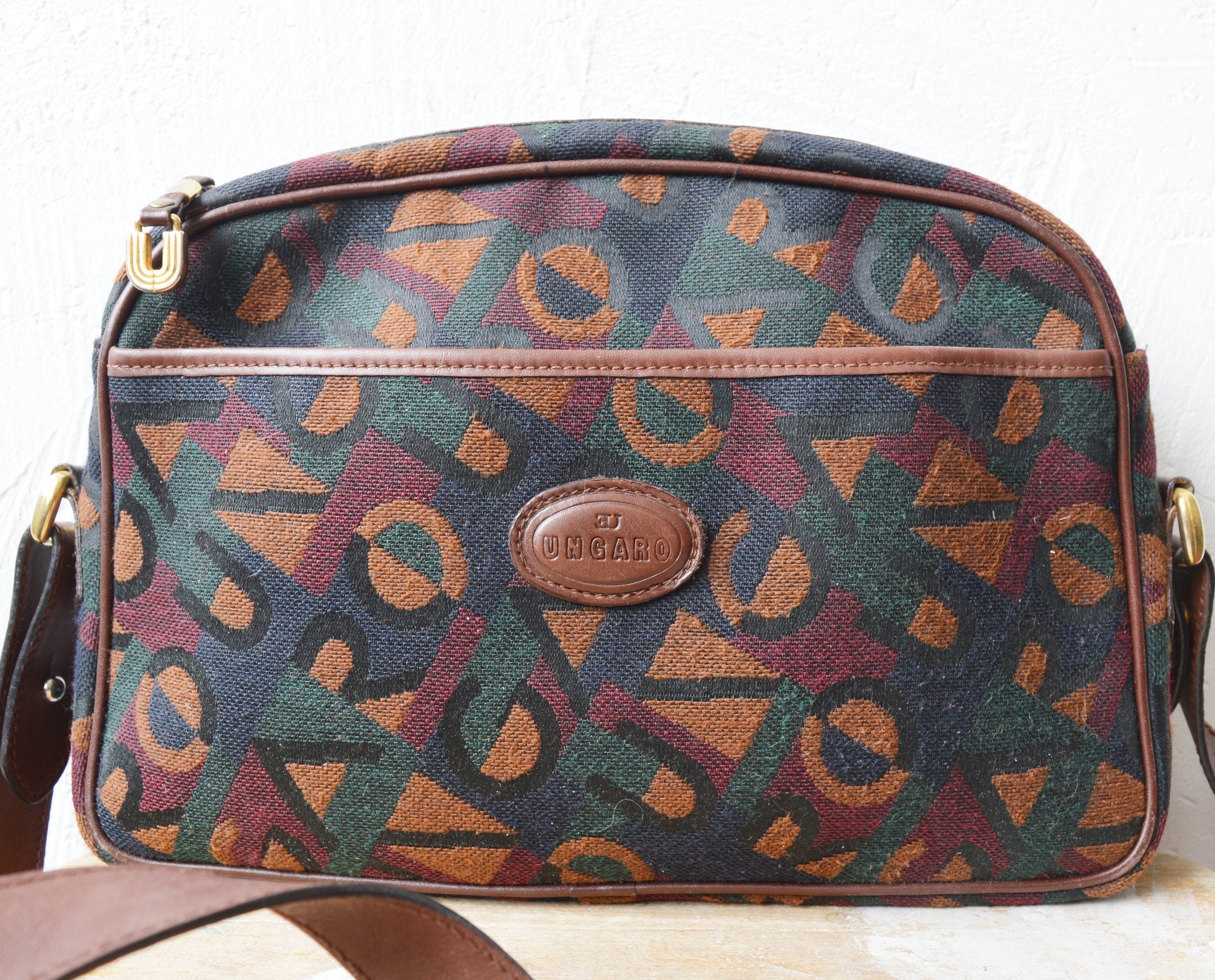 80s 90s Emanuel UNGARO Canvas and Leather Shoulder Bag - Etsy 80s 90s Emanuel UNGARO Canvas and Leather Shoulder Bag - Etsy
