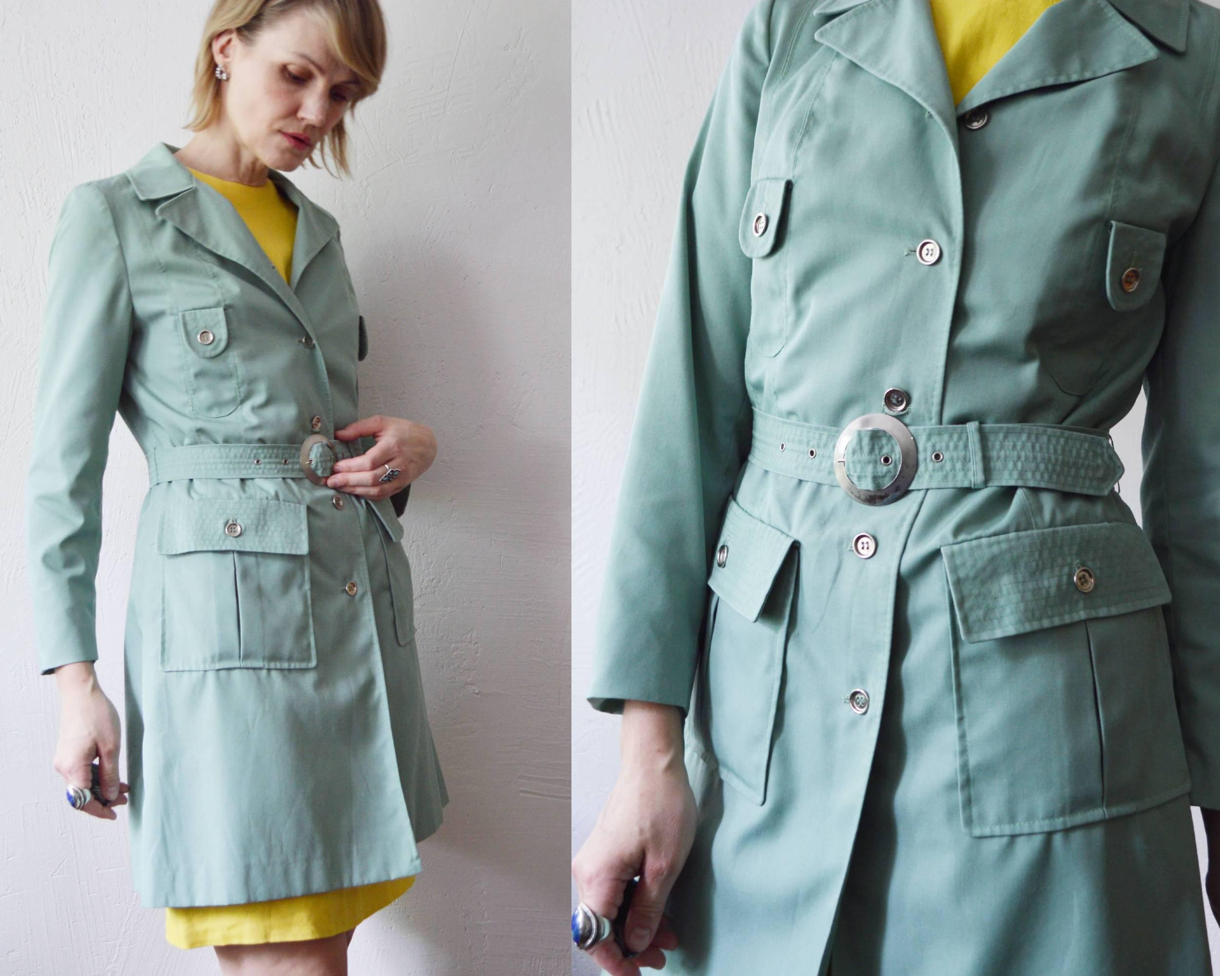【60s】Euro Vintage Cotton Belted Coat 46 60s Belted Coat - Etsy