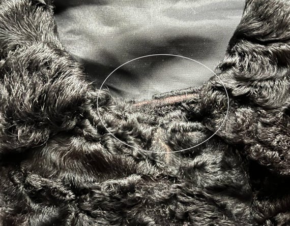 Vintage 60s Black Karakul Curly Lamb Fur Double Breasted A Line