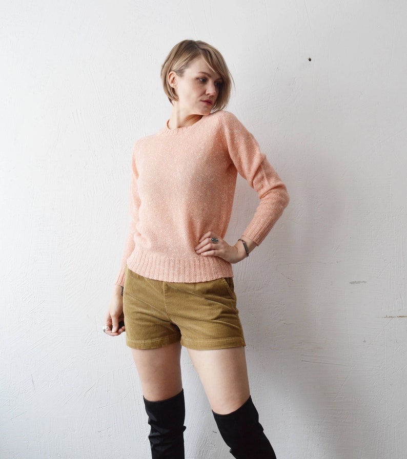 70s 80s peach pink Shetland wool blend sweater small image 3