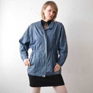 80s slouch distressed blue leather jacket - M image 5