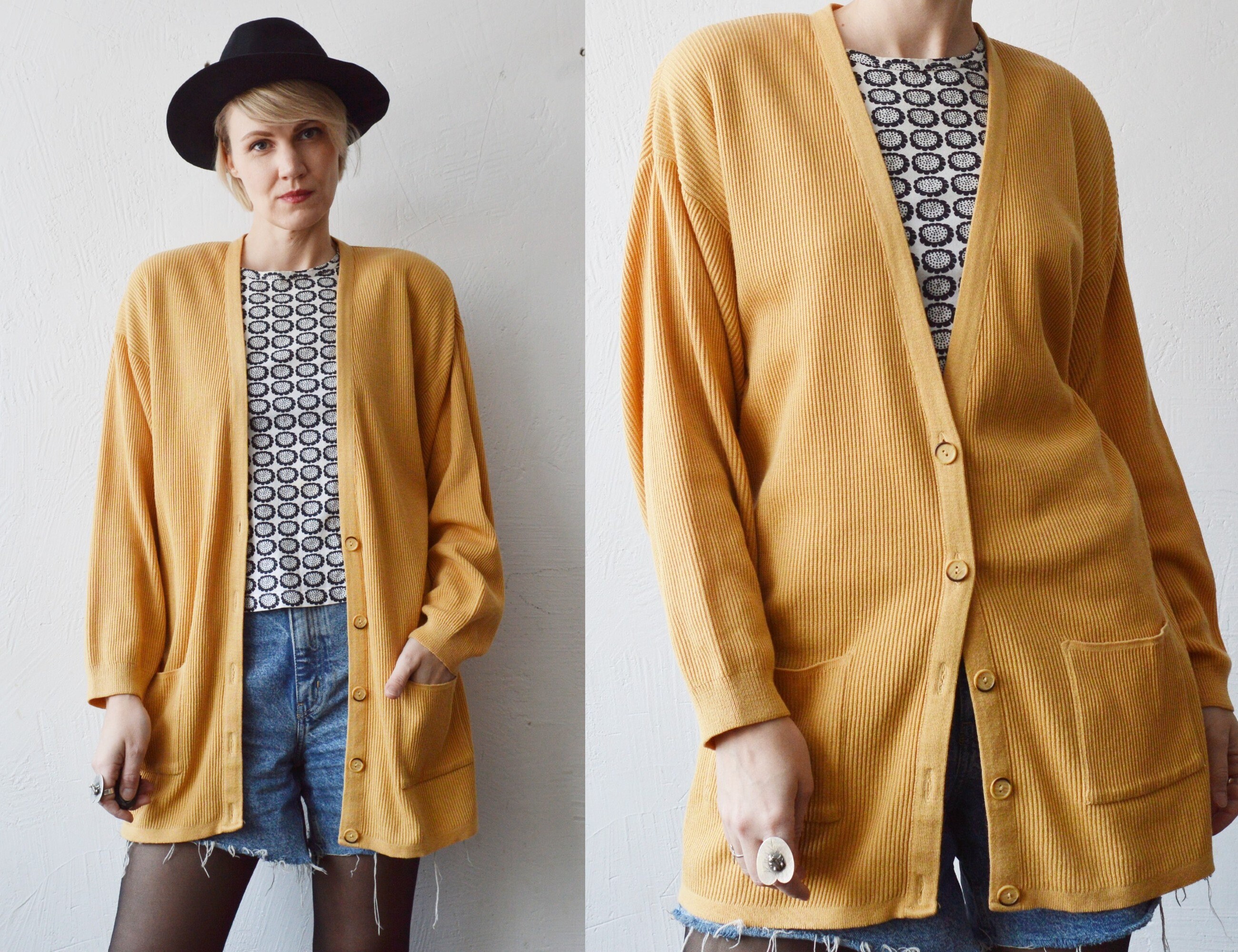 Mustard Yellow Cardigan - Etsy Australia