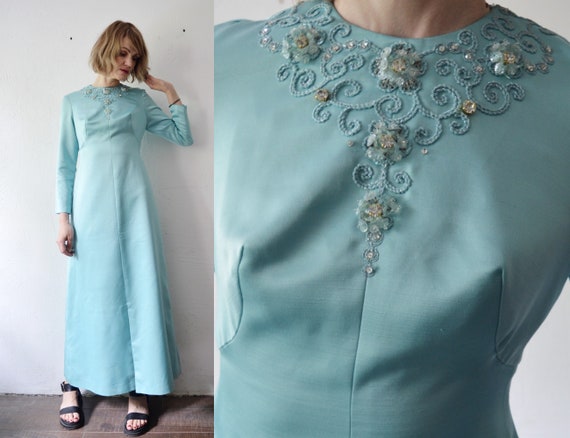 aqua beaded embroidered maxi dress Jadira Scarf Maxi Dress | Aqua | Womens main image 1