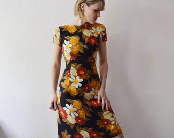 60s Woven Floral Shift Dress - Xs, Small - Etsy
