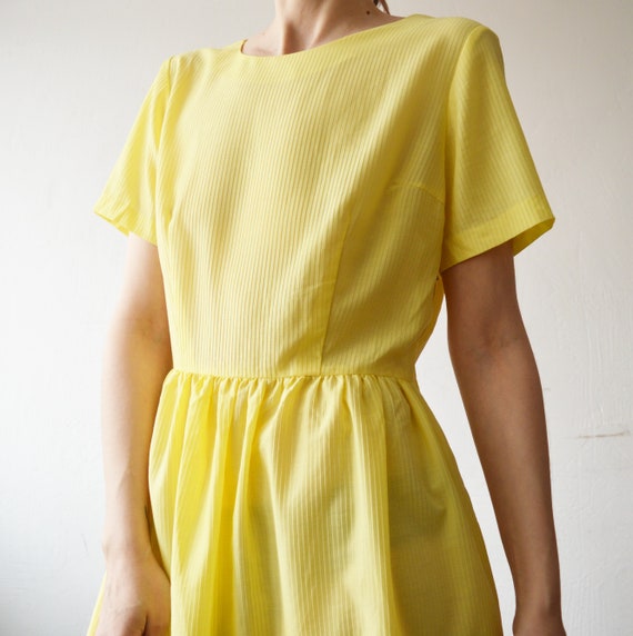 50s 60s Mary of Sweden pastel yellow semi sheer f… - image 7