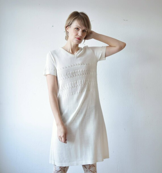 cable knit vest dress Milford Mariela Sweater Vest and Poplin Dress TAN / L by Sugarlips main image 1