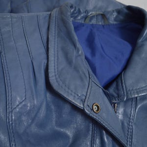 80s slouch distressed blue leather jacket - M image 13