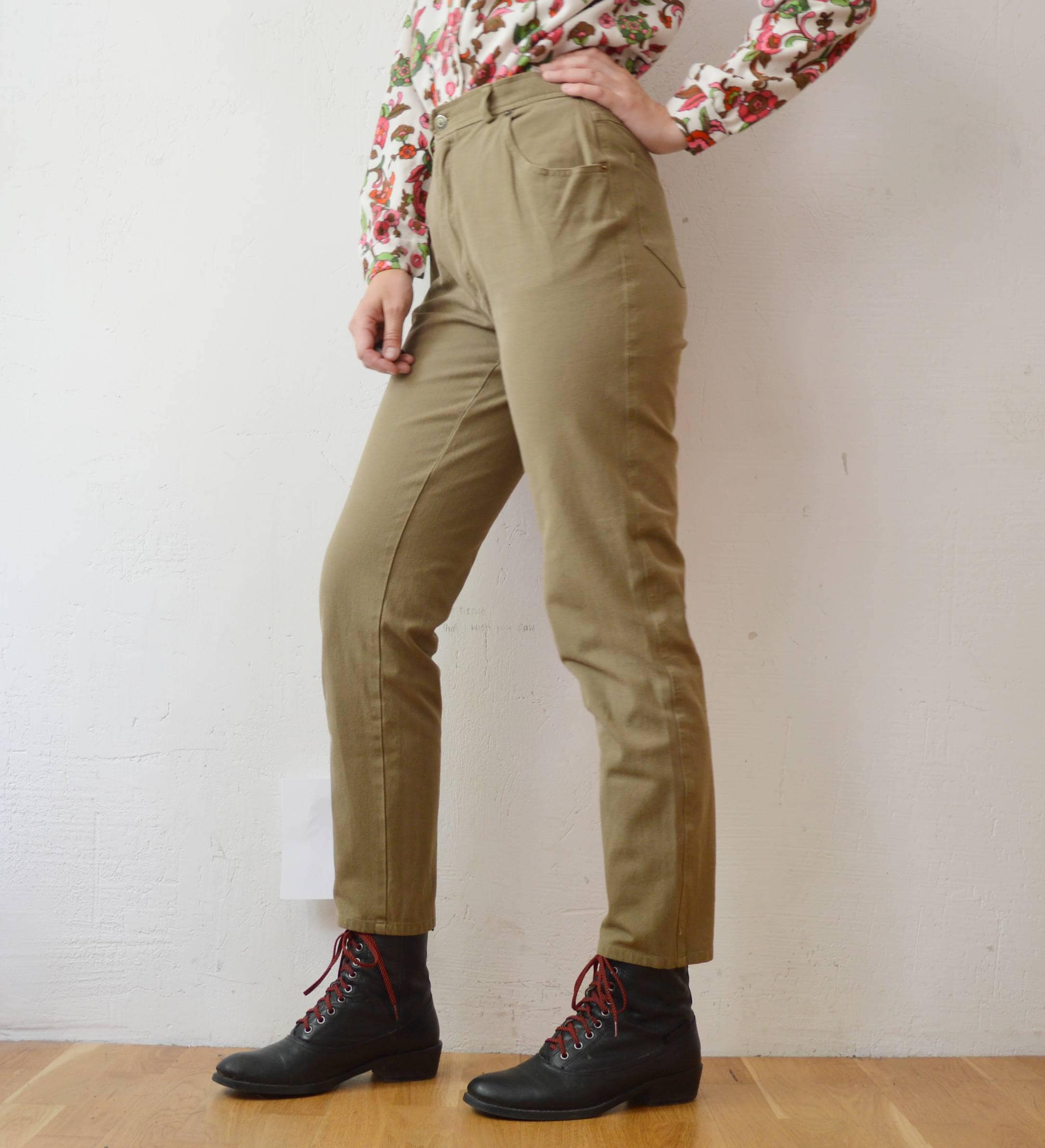 90s Pastel Olive Tapered High Waist Chino Pants - M / L - Etsy
