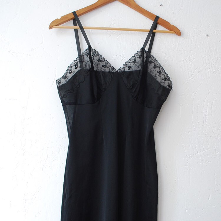 50s 60s Sheer Black Lace Slip Negligee With Pleated Hem. - Etsy