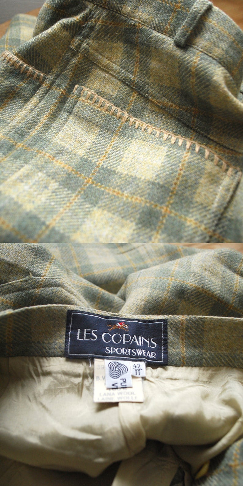 80s 90s LES COPAINS Made in Italy Checked Wool Skirt. Pastel Mini Skirt ...