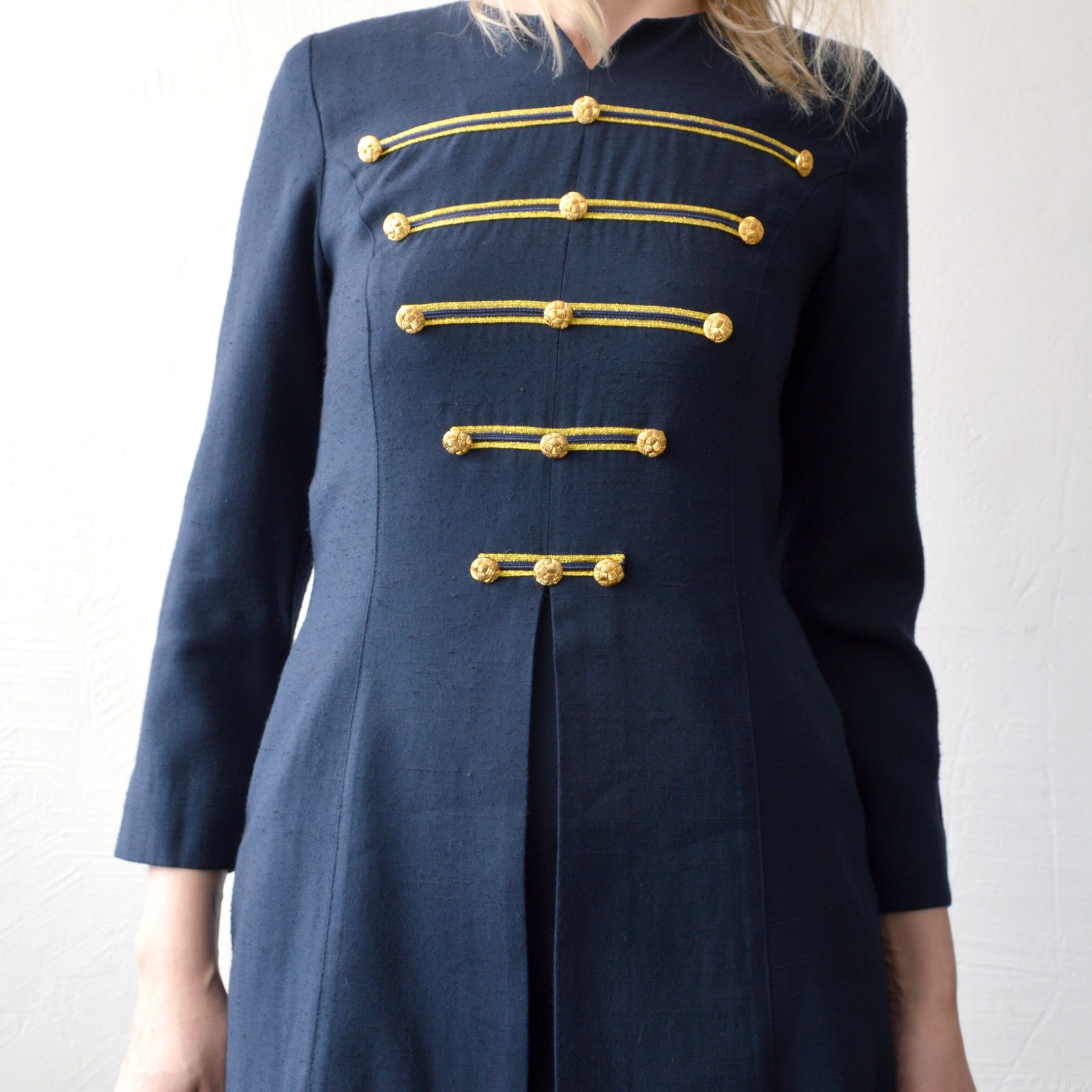 90s Marching Band Style Nautical Mini Dress With Golden Etsy