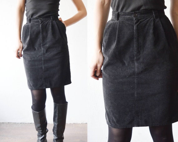 Black corduroy skirt 90s deals