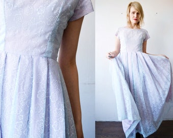 50er Jahre Maxi-Kleid. Vintage voller Kreis Organza schiere Schicht BodenLänge Kleid. alternative Hochzeitskleid - klein