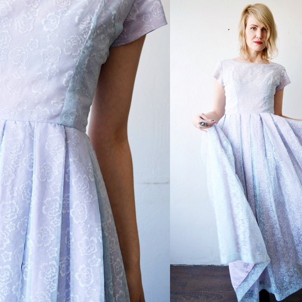 50er Jahre Maxi-Kleid. Vintage voller Kreis Organza schiere Schicht BodenLänge Kleid. alternative Hochzeitskleid - klein